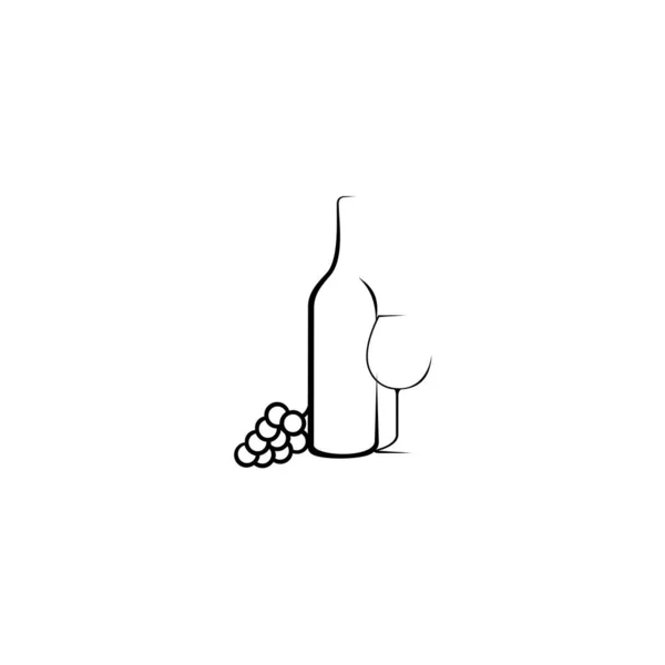 Бутылка Вина Бокал Вина Винограда Символ Изображением Вина Эмблема Белом — стоковый вектор