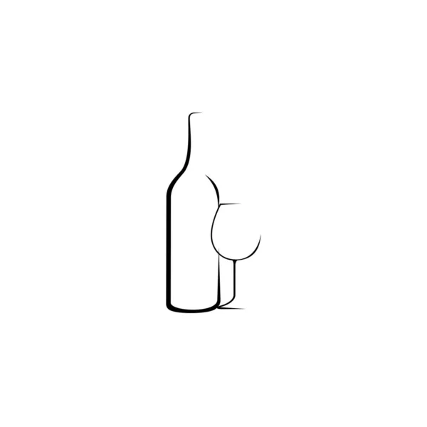 Copo Vinho Fundo Projeto Logotipo Garrafa Estilo Plano Tendência Logotipo — Vetor de Stock