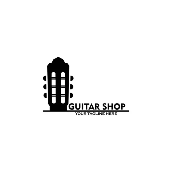 Logotipo Loja Guitarra Vetorial Desenho Emblema Sobre Fundo Branco —  Vetores de Stock