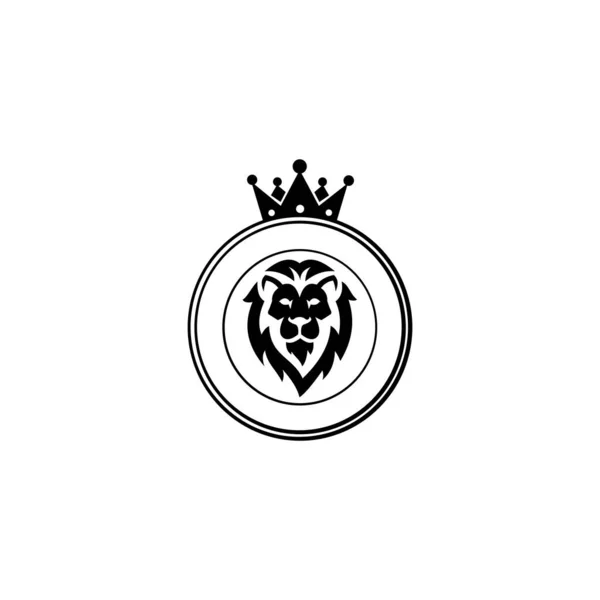 Logotipo Rey León Cabeza León Corona Con Laurel Corona Vector — Archivo Imágenes Vectoriales