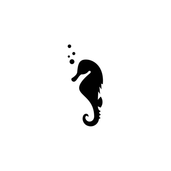 Графічна Іконка Морського Коня Чорний Знак Морського Коня Ізольовано Білому — стоковий вектор