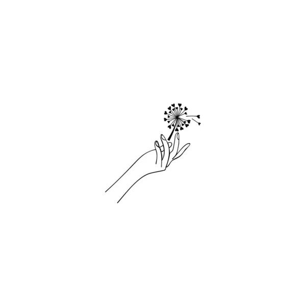 Mano Con Diente León Aislado Sobre Fondo Blanco — Vector de stock