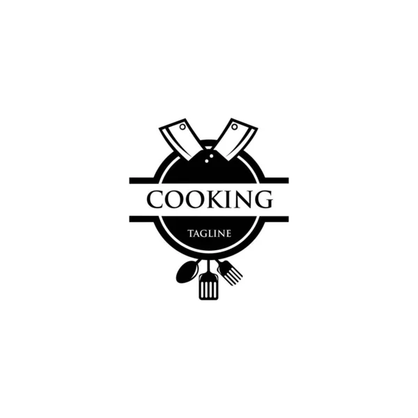 Logotipo Cozinha Ícone Símbolo Para Restaurante Menu Design Clube Culinária — Vetor de Stock