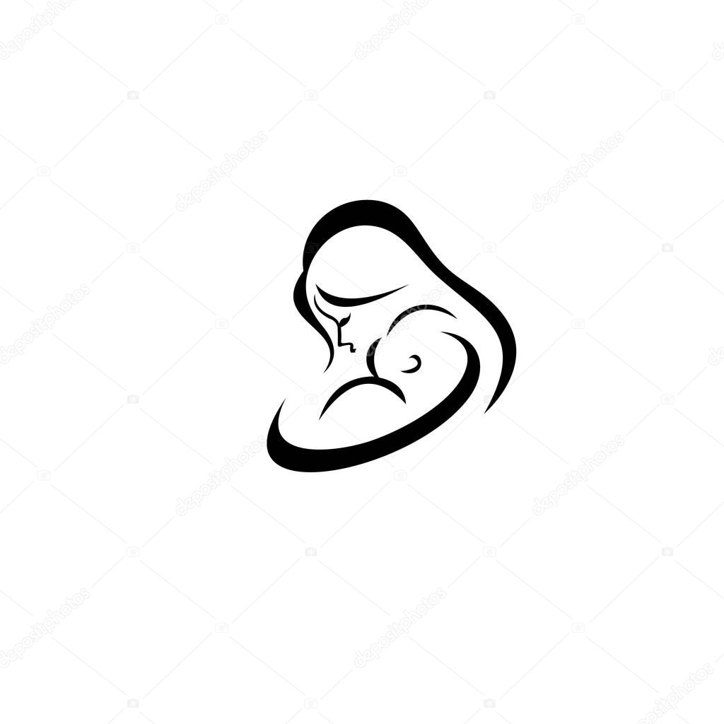 Woman pregnant logo, mother care icon, Vector illustration on white background