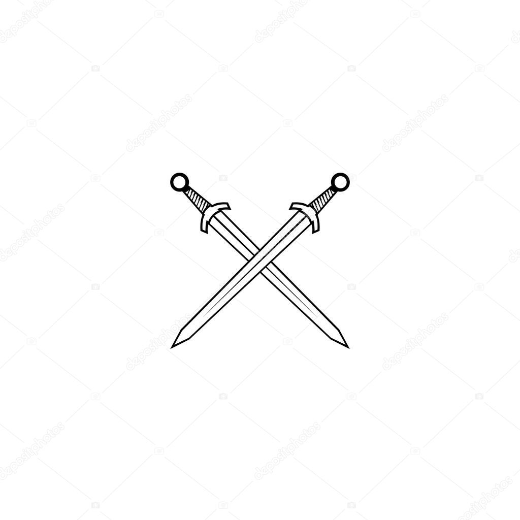 Sword logo vector flat design. Emblem design on white background