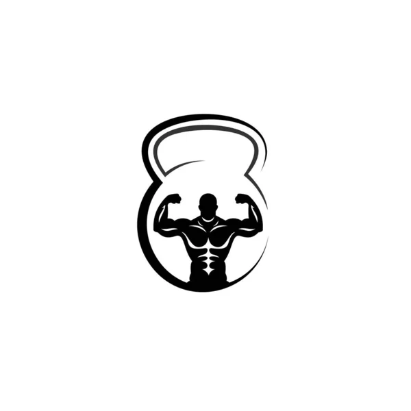 Fitness Vektor Logo Design Isoliert Auf Weiß Vektorabbildung — Stockvektor