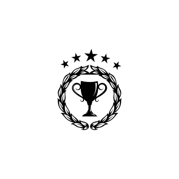 Trophy Gold Laurel Wreath Logo Isolated White Vector Illustration — Stock Vector