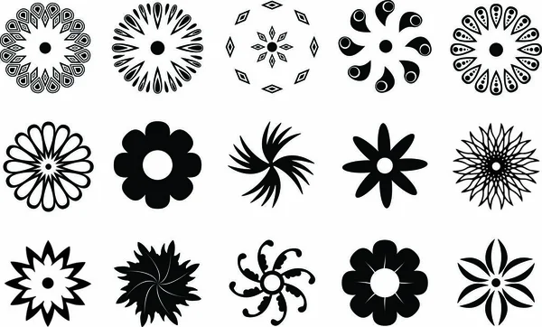 Flores Simples Ilustradas Sobre Fondo Blanco — Archivo Imágenes Vectoriales