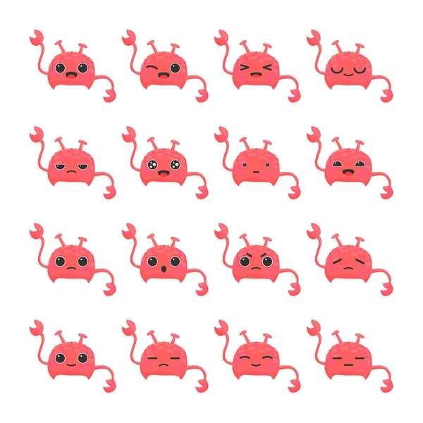 Pembe yengeçli çıkartmalar. Komik kawaii yengeci.
