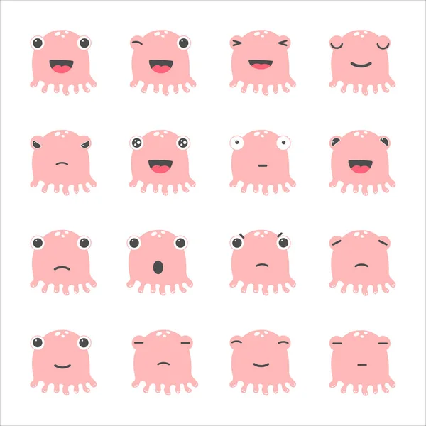Üzerinde pembe denizanası olan çıkartmalar. kawaii denizanası