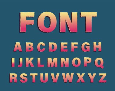 Mavi arkaplanda taş hacimli harf gradyanı olan vektör harfleri. 