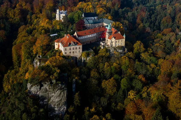 Luchtfoto Uitzicht Oude Stad Van Cesky Krumlov Tsjechische Republiek — Stockfoto