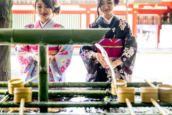 Two Beautiful Girls Traditional Dress Walking Outdoors — Stock Photo, Image