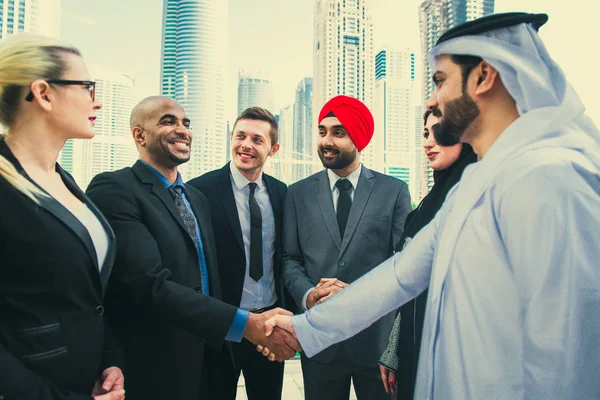 Reunión Empresarios Multiculturales Hablar Negocios Reunión Del Equipo Negocios Multirraciales — Foto de Stock