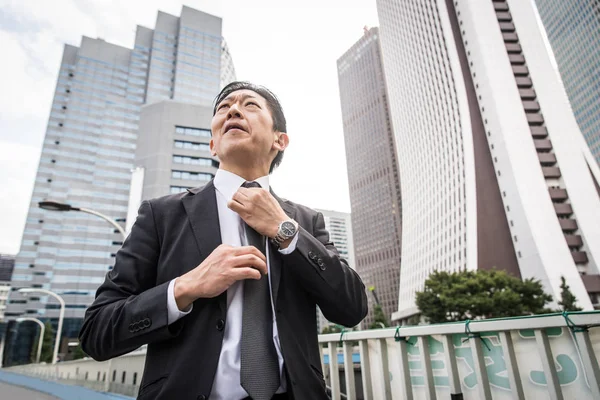 Japanese Businessman Walking Outdoors Asian Man Elegant Suit Royalty Free Stock Images