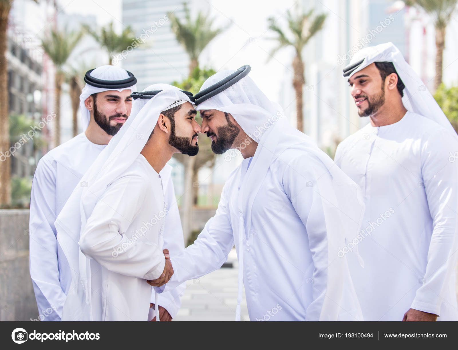 Arabian Men Meeting Talking Business Businessmen Portrait Dubai