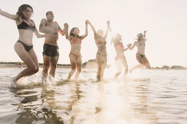 Freunde Amüsieren Sich Meer — Stockfoto