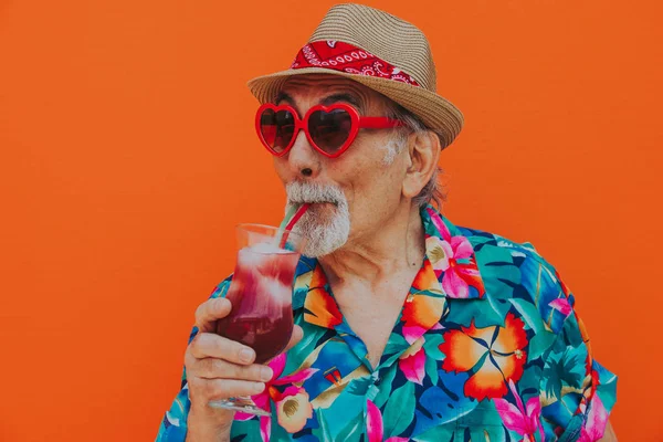 Retratos Del Abuelo Sobre Fondos Color — Foto de Stock