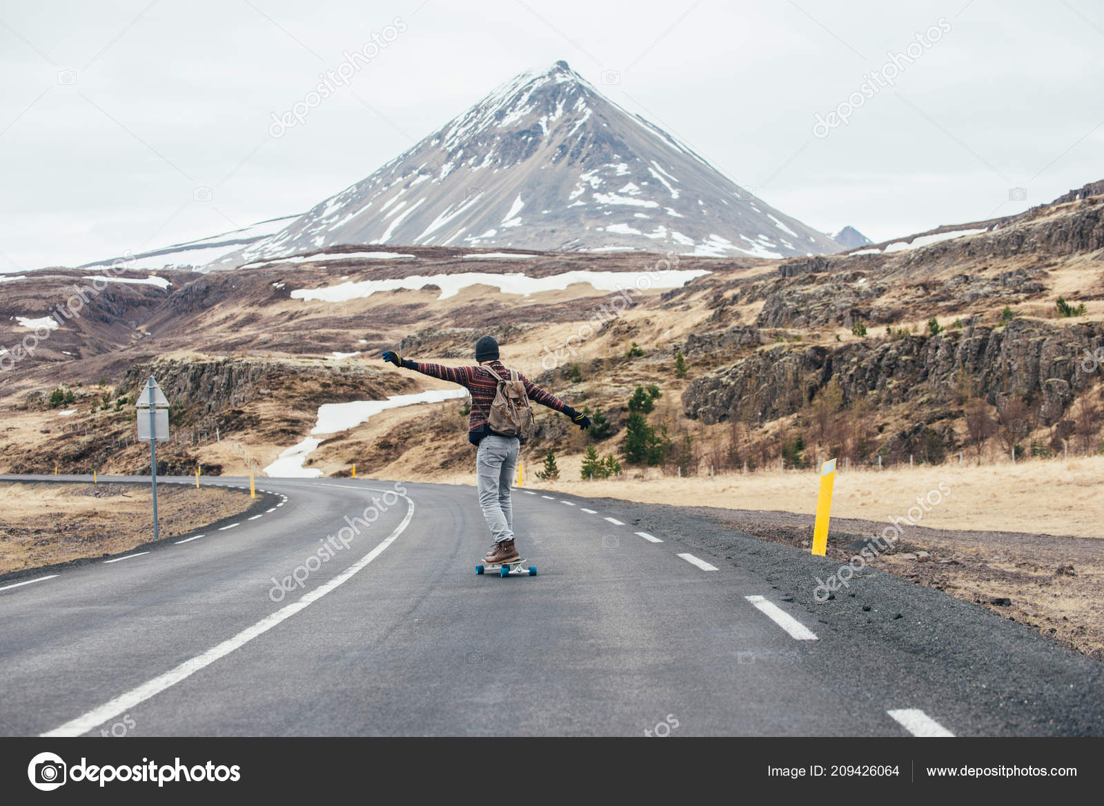 Skater Traveling Iceland His Longboard Stock Photo By C Oneinchpunch