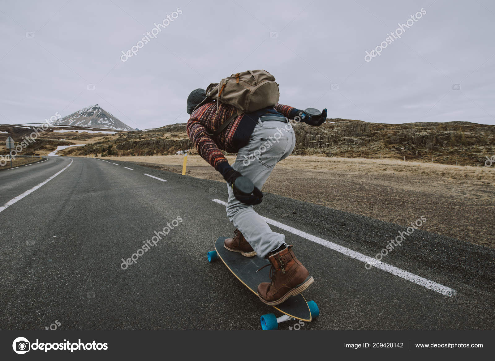 Skater Traveling Iceland His Longboard Stock Photo By C Oneinchpunch