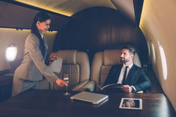 Businessman Flying His Private Jet — Stock Photo, Image