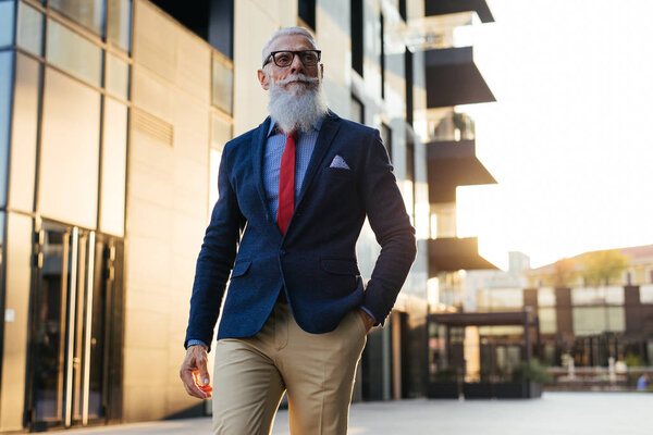 Старший хипстер со стильными портретами бороды
