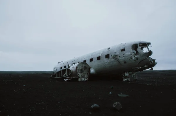 Black sand beach in Iceland, with the plane wreck