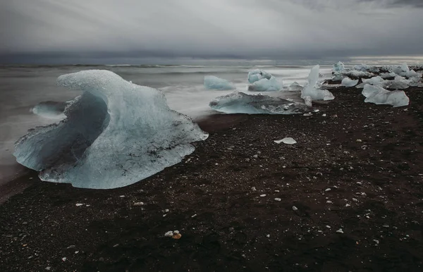 Icelandic Glacier Lagoon Diamond Beach — Stock Photo, Image