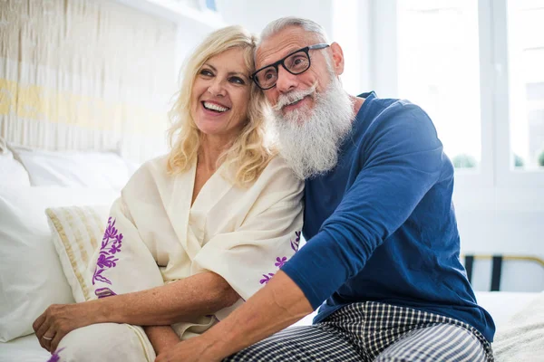 Casal Idosos Momentos Estilo Vida Casa — Fotografia de Stock