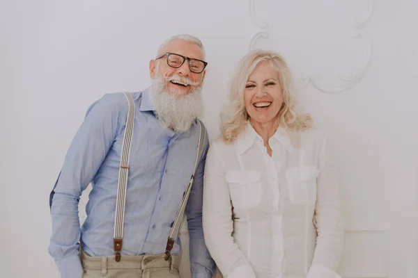 Couple Âgé Dans Les Années Amuser Maison Portrait Couple Marié — Photo