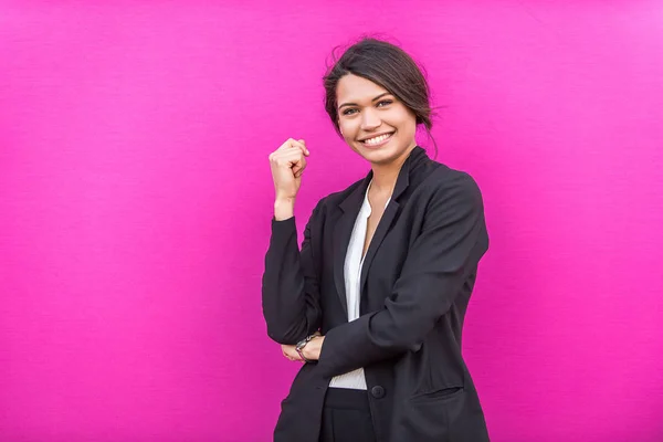 Beautiful Businesswoman Colored Background Pretty Young Adult Female Portrait — Stock Photo, Image