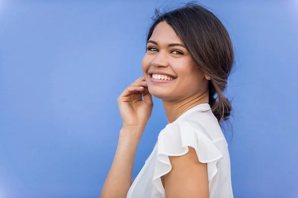 Mooie Zakenvrouw Gekleurde Achtergrond Mooie Jonge Volwassen Vrouwelijke Portret — Stockfoto