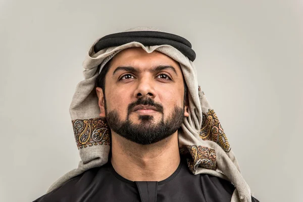 Portrait Arabic Man Kandora Studio — Stock Photo, Image