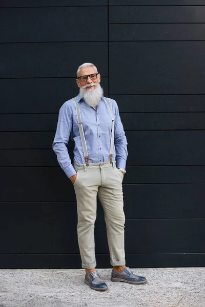 Beau Portrait Homme Âgé Homme Jeune Élégant Dans Les Années — Photo