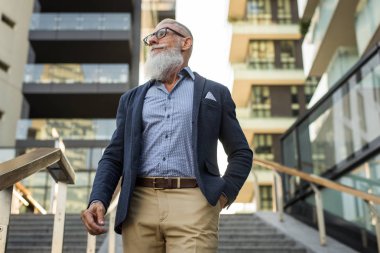 Yakışıklı üst düzey portre - genç ve şık erkekte altmışlı, yaşam tarzı, yaşlılar ve iş ile ilgili kavramlar