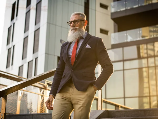 Bello Ritratto Dell Uomo Anziano Uomo Giovane Elegante Negli Anni — Foto Stock