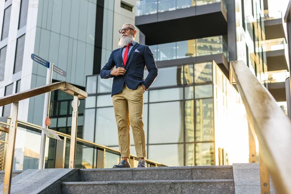 Handsome Senior Man Portrait Youthful Stylish Man Sixties Concepts Lifestyle — Stock Photo, Image