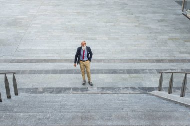 Yakışıklı üst düzey portre - genç ve şık erkekte altmışlı, yaşam tarzı, yaşlılar ve iş ile ilgili kavramlar