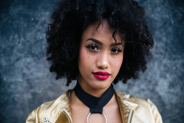 Portrait Beautiful Afroamerican Young Woman — Stock Photo, Image