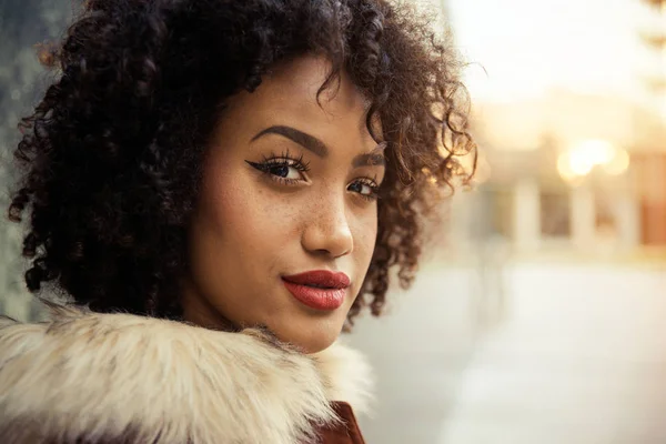 Retrato Una Hermosa Joven Afroamericana — Foto de Stock
