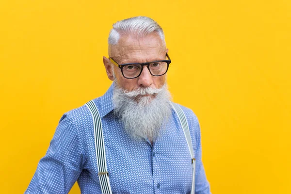 Handsome Senior Man Portrait Youthful Stylish Man Sixties Concepts Lifestyle — Stock Photo, Image