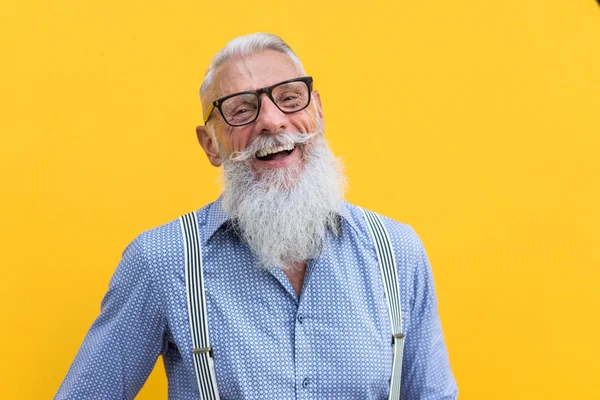 Handsome Senior Man Portrait Youthful Stylish Man Sixties Concepts Lifestyle — Stock Photo, Image