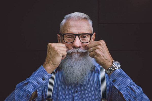 Красивый мужской портрет - молодой и стильный мужчина шестидесятых годов, концепция образа жизни, пожилых людей и бизнеса
