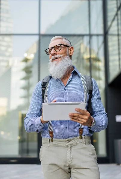 Knappe Man Van Senior Portret Jeugdige Stijlvolle Man Jaren Zestig — Stockfoto