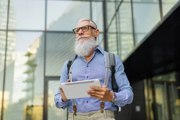 Knappe Man Van Senior Portret Jeugdige Stijlvolle Man Jaren Zestig — Stockfoto