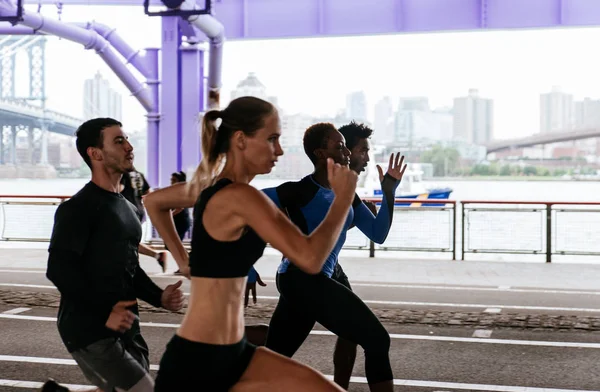 New York City Spor Fitness Hakkında Kavramsal Serisi Sokakta Çalışan — Stok fotoğraf