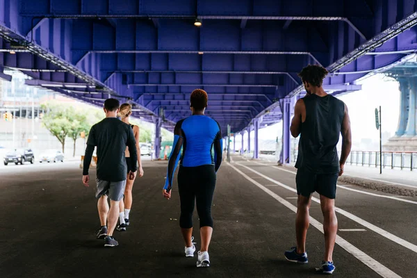 Groep Van Stedelijke Lopers Lopen Straat New York City Conceptuele — Stockfoto