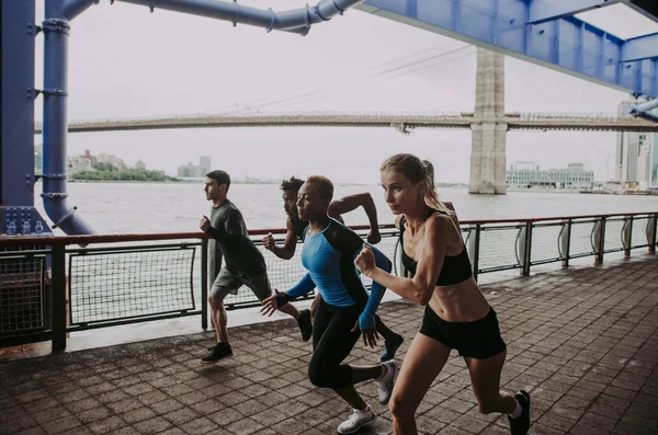 Gruppo Corridori Urbani Corsa Strada New York Serie Concettuale Sport — Foto Stock