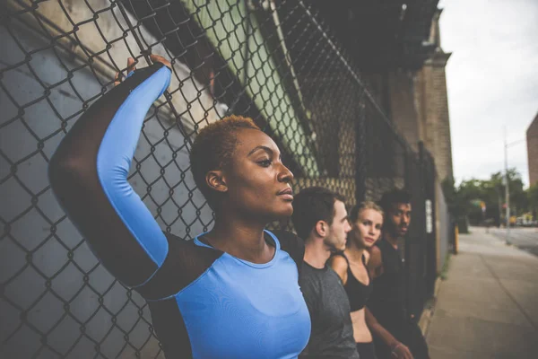 New York City Spor Fitness Hakkında Kavramsal Serisi Sokakta Çalışan — Stok fotoğraf