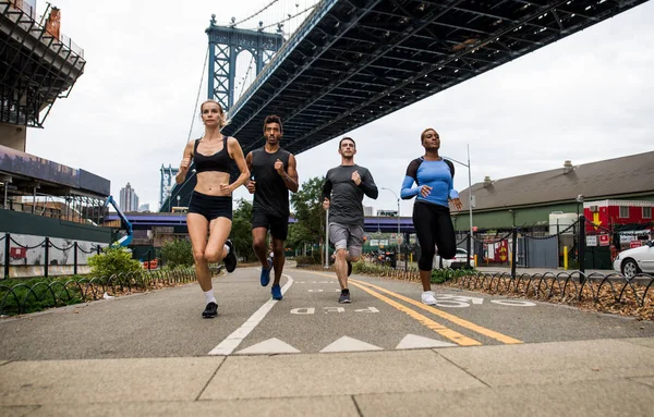 Gruppo Corridori Urbani Corsa Strada New York Serie Concettuale Sport — Foto Stock